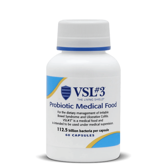 VSL #3® Probiotics for Digestive Health, IBS & UC Symptoms - 112.5B CFUs, High-Potency, Multi-Strain, Live, Refrigerated Probiotic, Medical Food for Gut Health Support in Men & Women, 60 Capsules